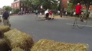 Rick Stumpff Crashed on High Wheel Bicycle