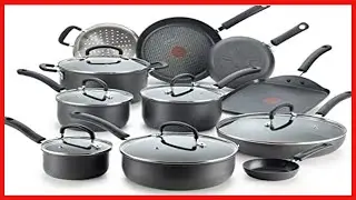 T fal Ultimate Hard Anodized Nonstick 17 Piece Cookware Set, Black