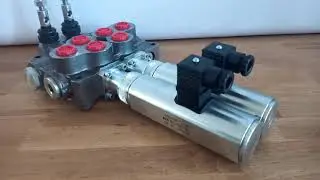 Hydraulic valve 2 sections HM line 90 l/min 24 gpm 12V 24V double acting for cylinder spool
