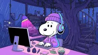 Snoopy&rsquo;s Rainy Treehouse Night 🌙 Lofi Electronica Mix for Focus, Study & Sleep ☔️ Misty Rain Vibes