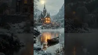 Moonlit Gothic Castle by the Frozen Lake | Dark Academia Winter Piano & Violin Ambience