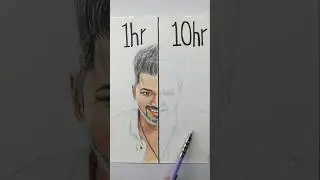 Hour vs 10 Hour Thalapathy Vijay Drawing 💥🔥 #viral #trending #thalapathy