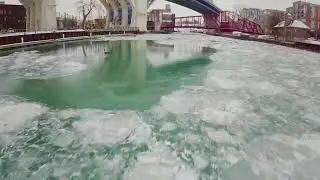A Wintertime Algae Phenomenon On The Cuyahoga River In Cleveland Ohio #drone #cuyahoga #cle #algae