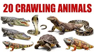 रेंगने वाले जानवरों के नाम 🐍🐢 | 20 Crawling Animals Name in Hindi & English 🐊🦎 | Kids Learning Video