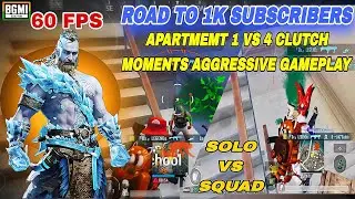 Road to 1K 🔥 | Apartment 1v4 Clutch in 60 FPS | BGMI Solo vs Squad #bgmi #gamingcontent