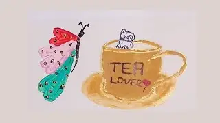 How To Draw And Painting Tea Cup And Butterfly|Acrylic Paint|Sketching And Painting|Hooriya Zeeshan
