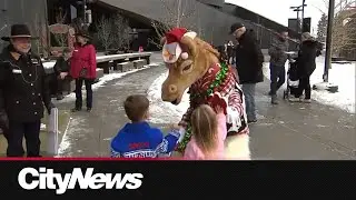 A special Calgary Stampede-themed Christmas celebration is taking place outside the BMO Centre.