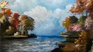 How to Draw The Beauty of The Coastal Village | Painting With Watercolor | Learn Videos For Kids