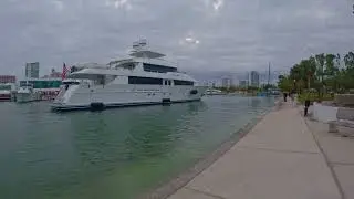 Sarasota Bayfront Park Downtown USA Florida a yacht Docking Jan 10 2024.