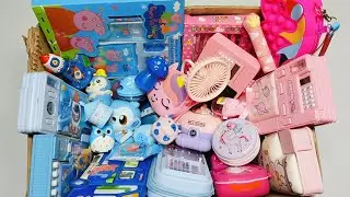 Blue colour stationery vs pink colour cute stationery, unicorn stationery, peepa pig stationery set