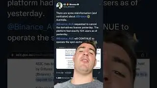 Australia Binance FUD! CEO Speaks! #shorts