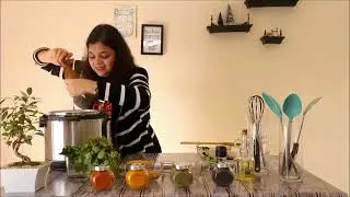 Make this simple Air-fried Soy Rice cooked with Spinach sauce and spices | healthy recipe