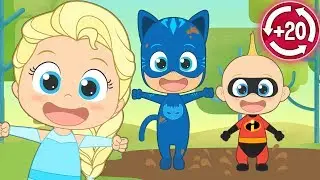 CINCO BEBES 🎶 La versión de Música más divertida con Los Increíbles, PJ Masks, Ladybug y mucho más!