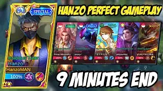 HANZO PERFECT GAMEPLAY - 9 MINUTES END !! MOBILE LEGENDS