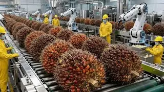 Tons of Oil Palm Fruit Harvested by Automatic Machines | Inside Palm Oil Processing Factory