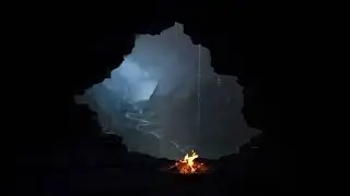 Deep Sleep in a Cozy Rainy Thunder Cave Bonfire Sounds and for Stress Relief, Peaceful Deep Sleep