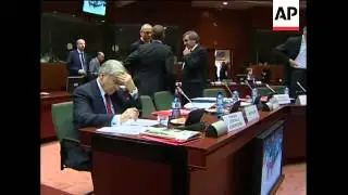 European finance ministers gather in Brussels, demo