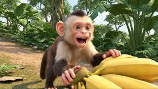 Baby Monkey Bananas 🍌 | Fun Jungle Rhyme for Kids | Animated Nursery Song with Music