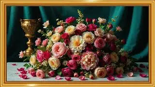 Museum Still Life Masterpiece | Gold Vase, Dramatic Lighting & Luxury Art