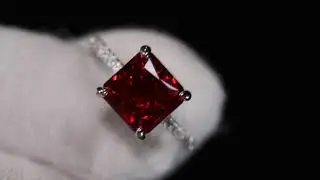 Womens Big Silver Red Diamond Ring, red diamond engagement ring,