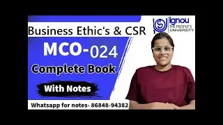 MCO 024 Business Ethic & CSR in Hindi.Mco-024 Complete Book and PYQ & Important question of MCO 021