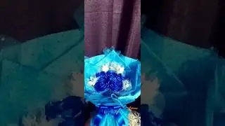 Royal blue roses and light blue fabric  wrapped bouquet #obrashorts #fabricbouquet #diy #bouquet