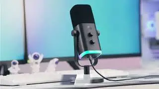 FIFINE Microphone dynamique USB/XLR avec bouton tactile muet, prise