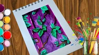 Imagination | Green Leaves on Purple Bark Drawing | Painting #shorts #art #drawing #painting #new 