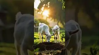 The goat and her baby planted a mango tree 💕#goat #monkey #ai #ytshorts #aianimals