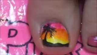 Tropical Sunset TOE Nail Art Tutorial