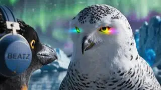 Penguin Beatz Under the Aurora with Otter Marin and Snowy Owl 🐧🦦🦉✨