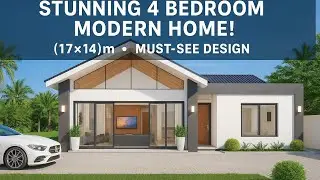 Amazing Modern House Design | 17mX14m (4 Bedrooms) | Gable Roof