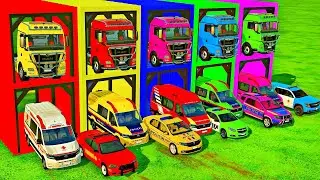TRANSPORTING ALL POLICE CARS and AMBULANCE EMERGENCY VEHICLES WITH MERCEDES POLICE TRUCKS! FS22