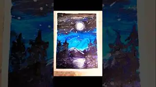 Easy Moon light Acrylic painting tutorial #acyrlicpainting #paintingforbeginners #easypainting #art