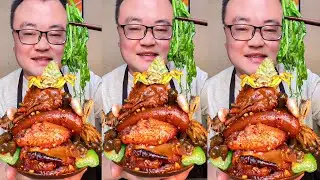 Rural ASMR | Satisfying Eating Braised Pork Belly, Pig’s Tails & Chicken | Rural Food Show