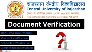 CURAJ Document Verification | Document Verification in CURAJ | CURAJ Admission | Central University|
