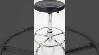 BS17   Adjustable Height Stool with Stainless Steel Base & Caster Wheels &ndash; Versatile Black PU Top fo