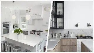 75 Kitchen With White Appliances And An Island Design Ideas You'll Love ☆