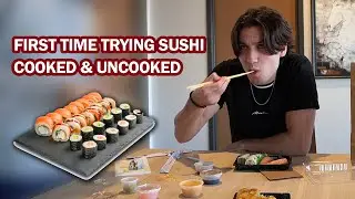 trying sushi for the first time didn't expect that 😳😱 is it overrated ? 🤔