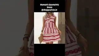 Women's Geometric Print Striped Sleeveless V-neck A- Line Dress