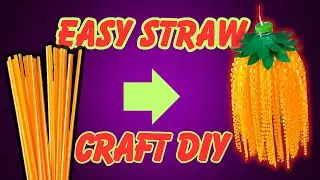 DIY Hanging Lamp from Straw and Plastic Bottle. Best plastic straw craft idea.