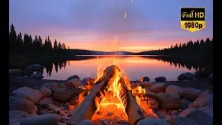 🌅 Campfire at Sunset | Cozy Campfire Sounds | Relax, Study, Sleep (5 Hours)