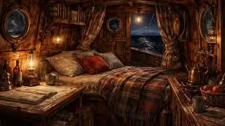 Old Ship Cabin Ambience – Ocean Waves & Creaking Timbers for Relaxation & Sleep | 2 Hour Sleep Video