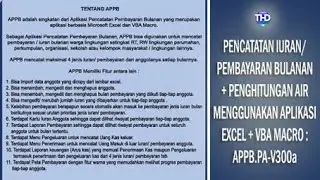Aplikasi Excel Pencatatan Iuran / Pembayaran Bulanan + Hitung Air Full Conditional : APPB.PA-v300a