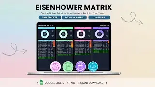 Eisenhower Matrix 2.0 Dark Mode Tutorial | Task Tracker + Decision Matrix +Calendar Google Sheets
