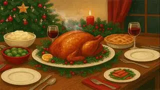 Comfortable ambiance,festive Christmas meal and relaxing music