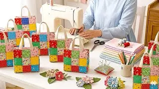 DIY Fabric Tote Bag | Colorful Handmade Patchwork Sew Tutorial