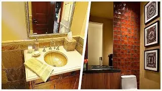 75 Orange Tile And Yellow Tile Powder Room Design Ideas You'll Love ♡