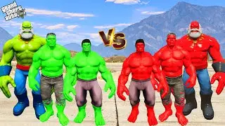 Team Green Hulk Vs Team Red Hulk Epic Battle In GTA 5