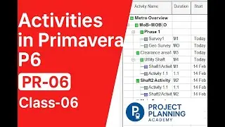 Class-06 | How to Add Activities in Primavera P6 | Metro / Infrastructure Project Planning